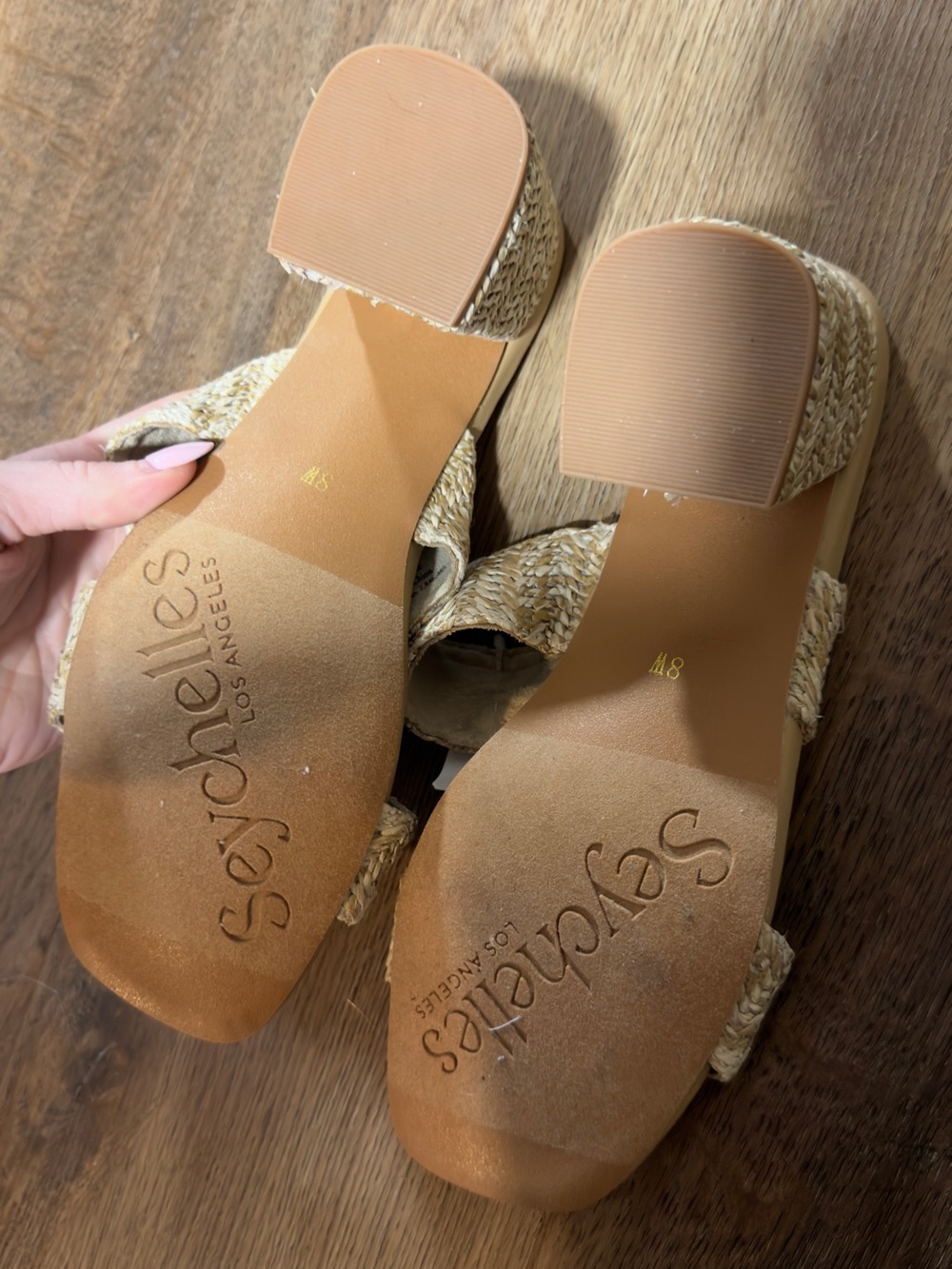 Seychelles Neutral Raffia Two-Strap Block Heel Sandals - Picture 3 of 4